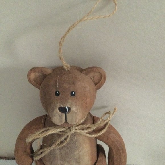 wooden bear ornament figurine hanging decor made in China - Picture 3 of 9